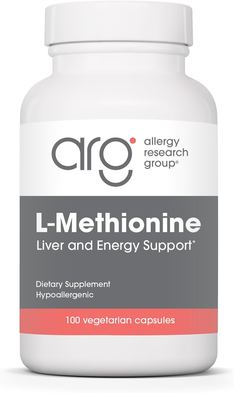 Allergy Research Group ARG L-Methionine Free Form Amino Acid, 100 Capsules | Essential Free Form Amino Acid for Liver Function and Energy Production Support, Hypoallergenic Formula