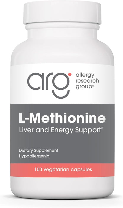 Allergy Research Group ARG L-Methionine Free Form Amino Acid, 100 Capsules | Essential Free Form Amino Acid for Liver Function and Energy Production Support, Hypoallergenic Formula