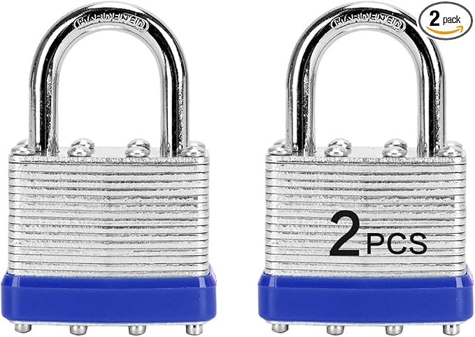 Padlocks with Same Key, LQYN 2 Pcs Laminated Keyed Padlock (1-9/16", 40mm),Keyed Alike Locks,Normal Shackle,for Storage Locker,Hasp Latch,Toolbox,Sheds