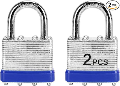 Padlocks with Same Key, LQYN 2 Pcs Laminated Keyed Padlock (1-9/16", 40mm),Keyed Alike Locks,Normal Shackle,for Storage Locker,Hasp Latch,Toolbox,Sheds