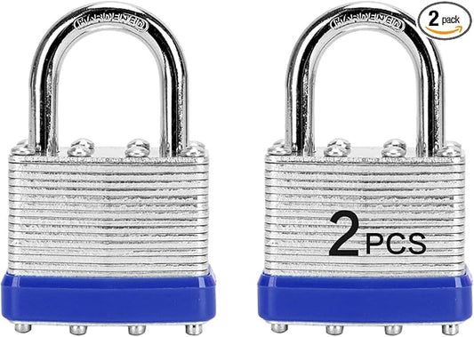 Padlocks with Same Key, LQYN 2 Pcs Laminated Keyed Padlock (1-9/16", 40mm),Keyed Alike Locks,Normal Shackle,for Storage Locker,Hasp Latch,Toolbox,Sheds