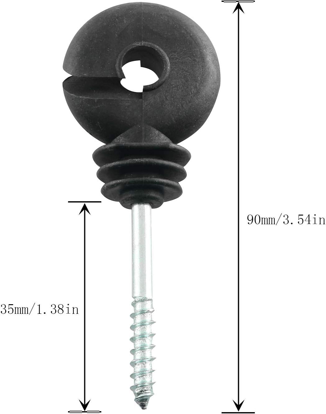 JCBIZ Screw-In Wood Post Ring Insulators for Electric Fence, 12 Pcs, Black