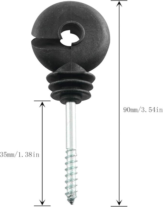 12pcs Electric Fence Insulator Screw-in Insulator Black Self-Tapping Fence Ring Post Wood Post Insulator