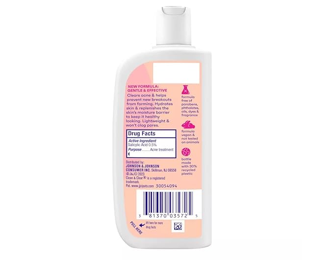 Clean  Clear Essentials Dual Action Facial Moisturizer with Salicylic Acid Acne Medication to Treat Acne and Prevent Pimples, Oil Free Face Moisturizer Cream for Acne-Prone Skin, 4 oz