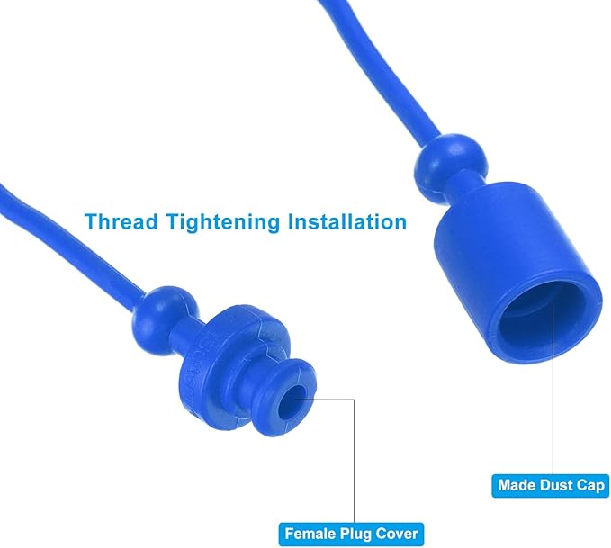 PATIKIL ISO-A 1/4 Hydraulic Coupler Male Dust Cap and Female Plug Cover, 2 Sets Hydraulic Quick Connect Coupling with Retention Ring Keeps Cap Connected to Hose, Blue