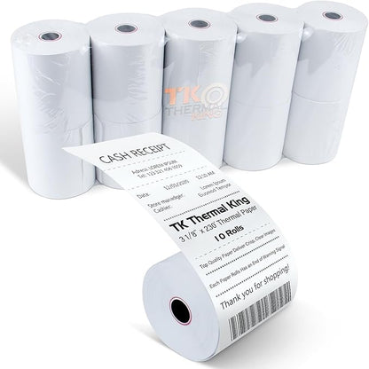 (10 Rolls) 3 18" x 230' Thermal Paper, Premium Quality POS Receipt Paper for Retail Business Cash Register, Fits Most Credit Card Terminal Point Of Sale