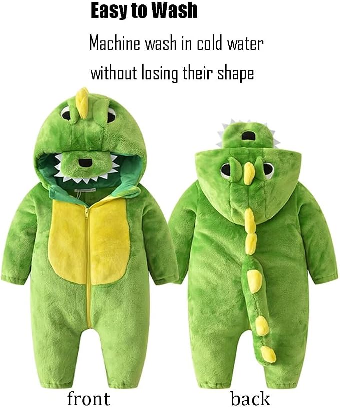 QIAONIUNIU Halloween Baby Green Dinosaur Costumes Toddler Outfit Infants Cosplay Romper 1-60 Months