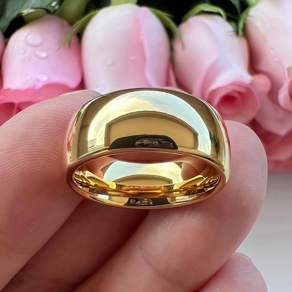 TUTISS 3mm 4mm 5mm 6mm 7mm 8mm 10mm Silver/Gold Tungsten Rings for Men Women Couple Fashion Jewelry Engagement Wedding Bands Domed Polished Comfort Fit