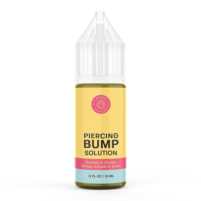 BASE LABORATORIES Piercing Bump Solution  Keloid Bump Removal  Soothing Piercing Aftercare for Piercing Bumps  Keloid Scar Removal  Ear  Nose Keloid Bumps Piercing Aftercare Solution Oil  0.5 oz