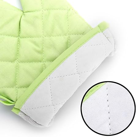 Quilted Oven Mitts, Single Heat Resistant Kitchen Gloves, 5 Colors Available, Professional Grade Pot Holders for Cooking Baking (Black)