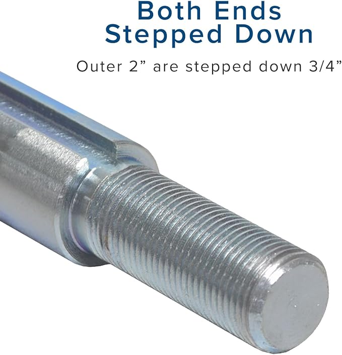 AlveyTech 1" Steel Axle Rod with 1" to 3/4" Step-Down & 3/4-16 Fine Thread - For ATVs, Go-Karts, Quads, Dune Buggies and Trailers - Go Kart Axle - with 1/4" Keyed Shaft (40")