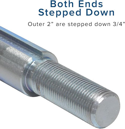 AlveyTech 1" Steel Axle Rod with 1" to 3/4" Step-Down & 3/4-16 Fine Thread - For ATVs, Go-Karts, Quads, Dune Buggies and Trailers - Go Kart Axle - with 1/4" Keyed Shaft (40")