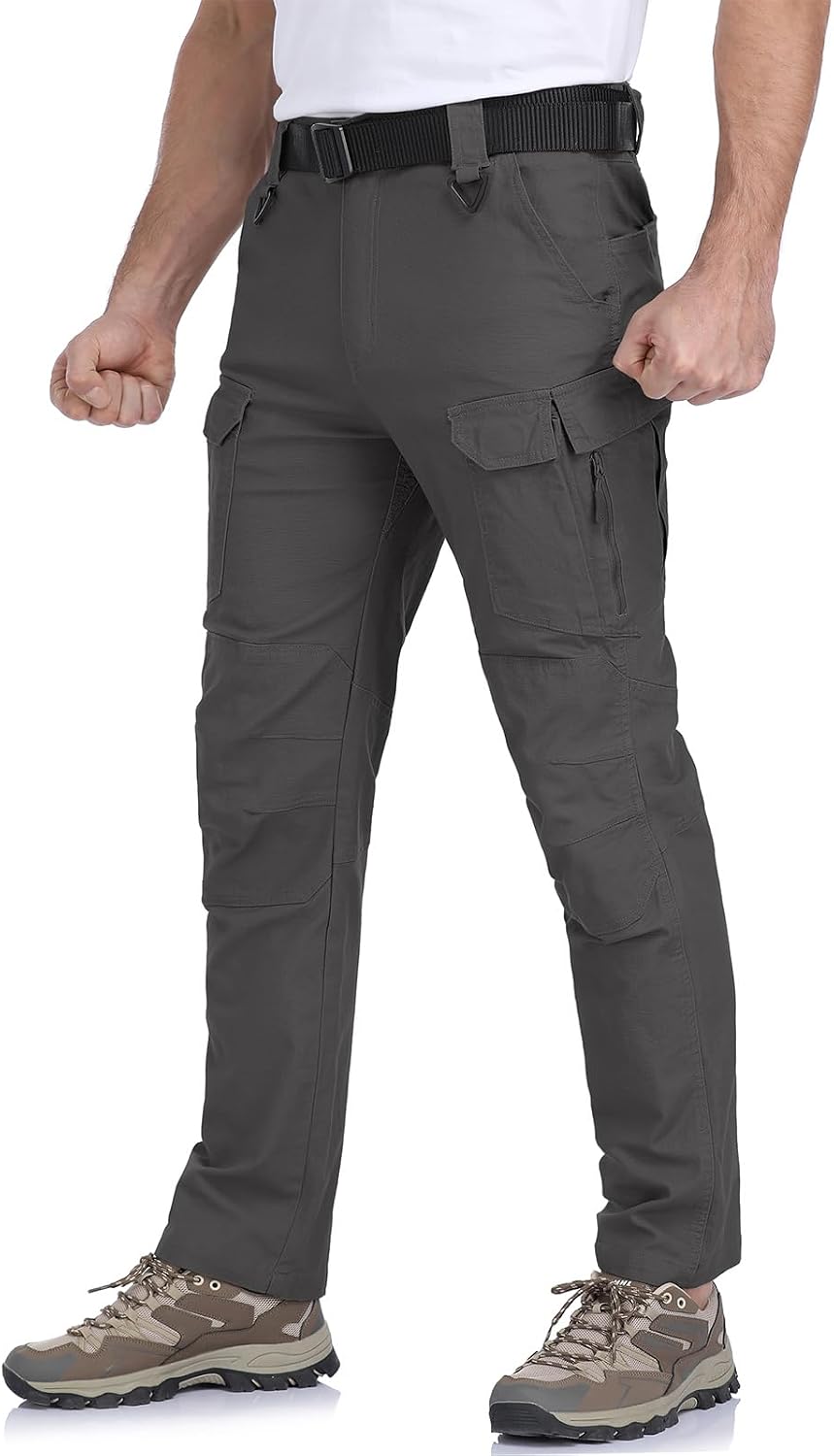 Men's Flex Tactical Pants Cotton Stretch Work Cargo Pants Lightweight EDC Outdoor Hiking Trousers