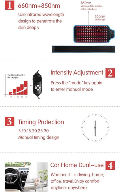 Red Light Therapy Belt, Infrared Light Therapy for Body, Wearable Wrap for Body Back Waist Pain Relief