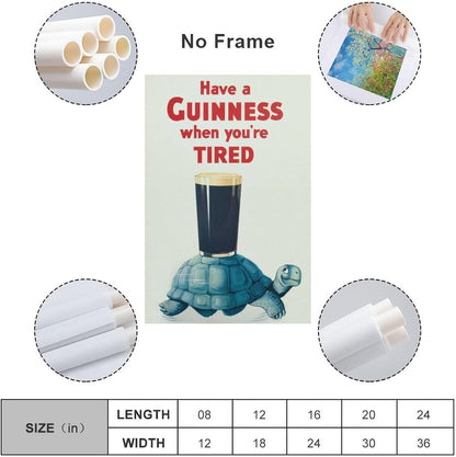 Vintage 1930's Guinness Beer Poster On Canvas, Comes With 1/2" White Border (not pictured) Around Poster For Framing, 24" x 36"