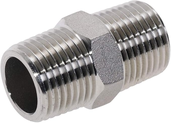 Beduan 12" Male to 12"Male NPT Hex Nipple Stainless Steel Pipe Fitting (Pack of 2)