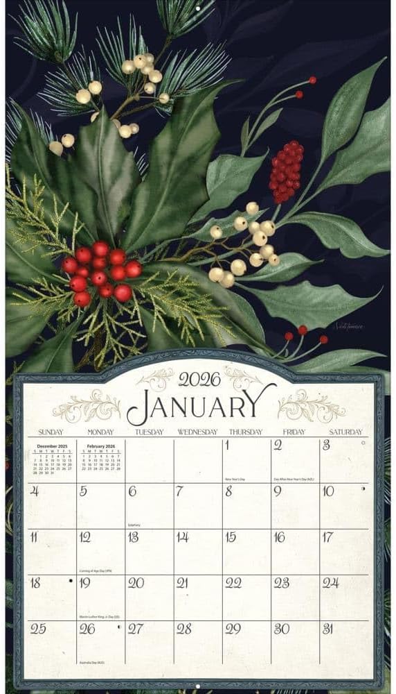 Lang, Midnight Garden 2026 Wall Calendar by Nicole Tamarin, 13.4'' X 12'', 12-Month Calendar with Stapled Binding