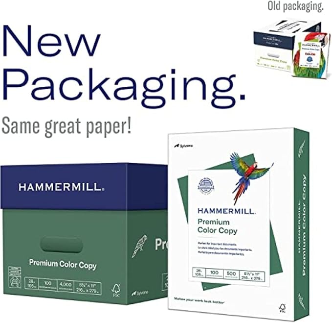 Hammermill Printer Paper, Premium Color 28 lb Copy Paper, 8.5 x 11-1 Ream (500 Sheets) - 100 Bright, Made in the USA, 102467