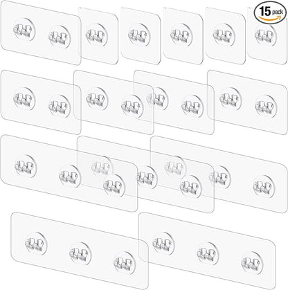Vivinin Pack of 15 replacement adhesive hooks for shower, without perforations, strong adhesive hooks for showers and kitchen shelves