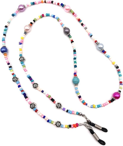 Outman Beaded Eyeglass Chain Sunglasses Holder Strap Eyewear Retainer Lanyard (Colorful bead)