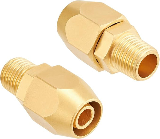 Premium Brass Reusable Repair Fitting For 3/8-Inch ID Hose,3/8" Barb For Polyurethane Air Hose with 1/4-Inch NPT Rigid (2Set 3/8inch)
