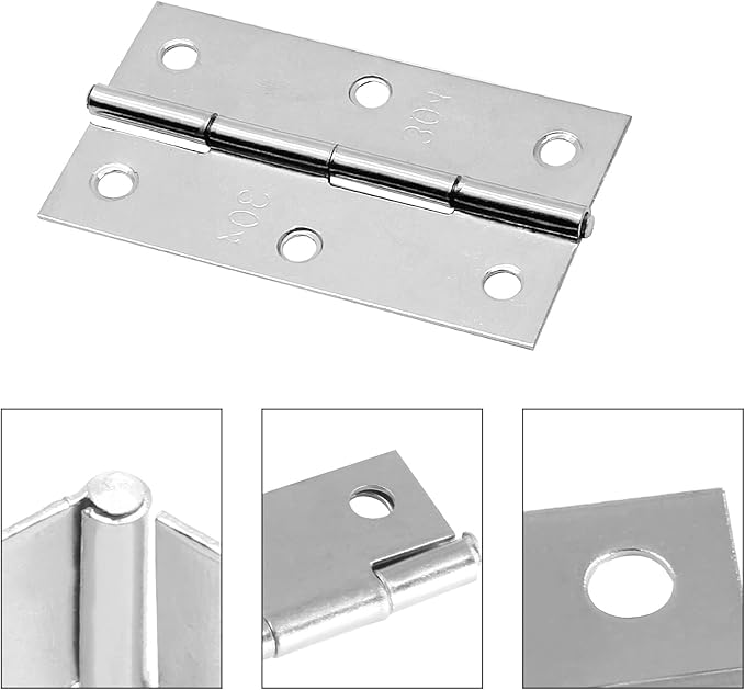Piutouyar 12 Pack Butt Hinge 3 Inch Mini Hinges 304 Stainless Steel Hinges Small Cabinet Hinges Folding Craft Hinges with Mounting Screws for Boxes Gate Drawer