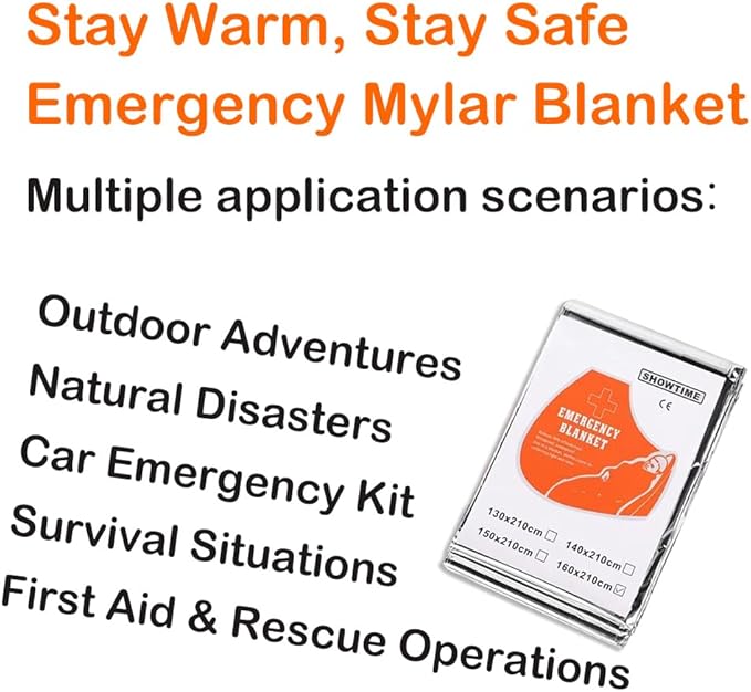 8-Pack Emergency Mylar Blankets, Reflective Space Blanket Survival Kit for Hiking, Camping, Outdoors  First Aid, 84" L x 52 W