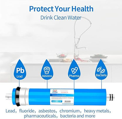 RO Membrane Replacement 75G Reverse Osmosis Membrane Reverse Osmosis Systerm Drinking Water Filtration System for Undersink