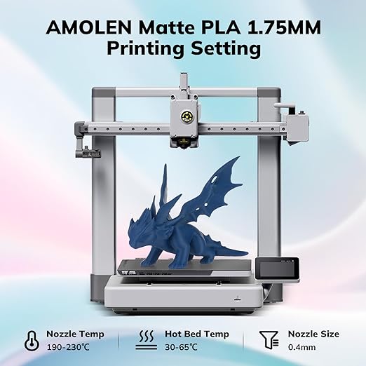 AMOLEN Matte PLA 3D Printer Filament, Navy Blue PLA Filament 1.75mm with Smooth Finish, 3D Printing Filament for Most FDM 3D Printers, Dimensional Accuracy +/- 0.02mm, 1kg Spool (2.2lbs)