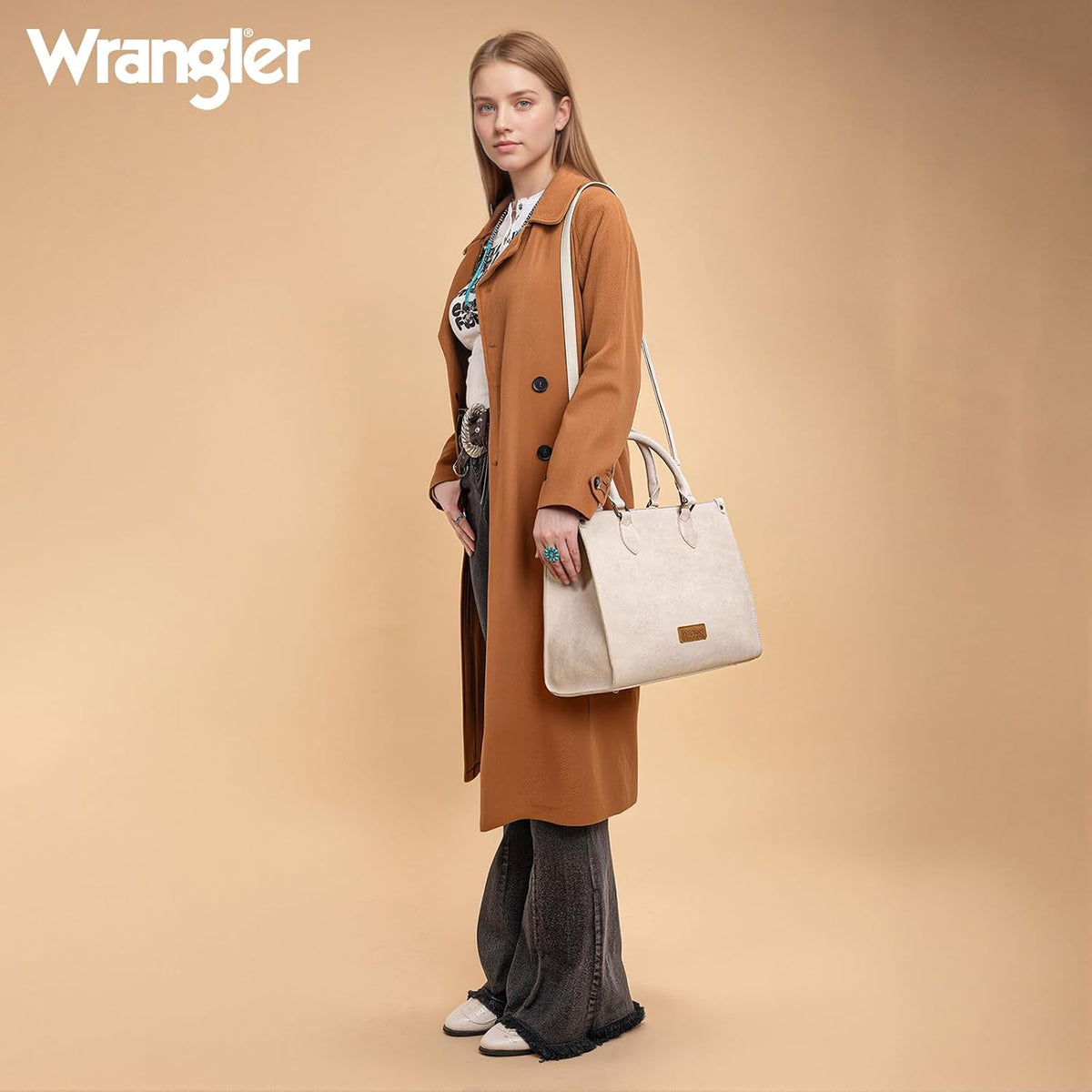 Brown Leopard Montana West X Wrangler Large Tote Bag for Women, Western Purse Work Shoulder Handbag with Crossbody Strap