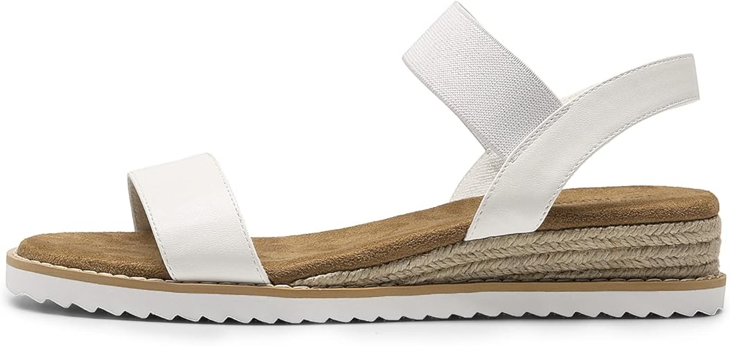 DREAM PAIRS Womens Espadrilles Ankle Stretch Elastic Strap Open Toe Wedges Flats Sandals