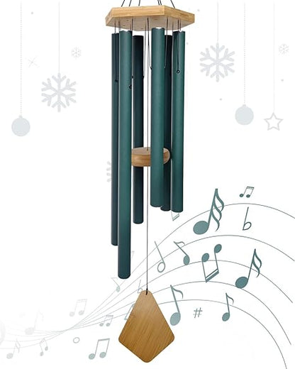 Wind Chimes Outdoor Deep Tone, Wind Chimes for Outside, Memorial Wind Chimes with Hook as Gifts for Mother's DayHousewarmingChristmas, Patio, Garden, Yard, Home Decor. Green