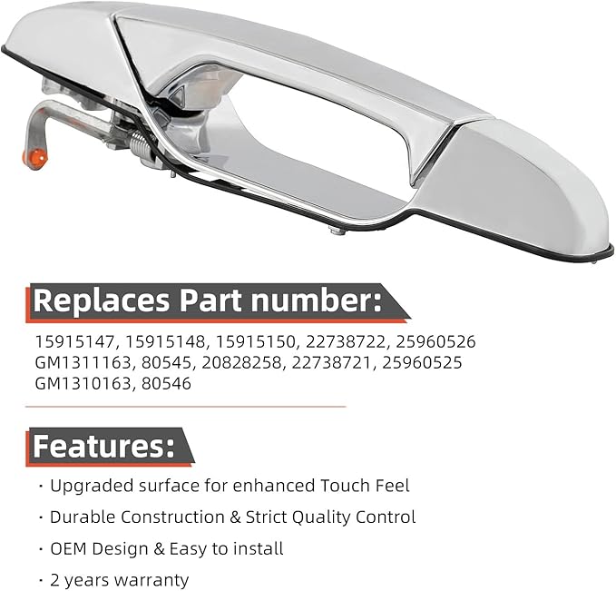 DEAL AUTO ELECTRIC PARTS New 2pcs Front Pair LeftRight Side Chrome Exterior Door Handles Compatible With 07-13 AvalancheSilveradoSierra New Body 07-14 SuburbanTahoeYukonXLEscaladeESVEXT