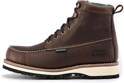 Men’s Outdoor Boots, Moc Toe Wedge Sole, Nubuck Leather, Oil & Slip Resistant, EH Safety Work Boots