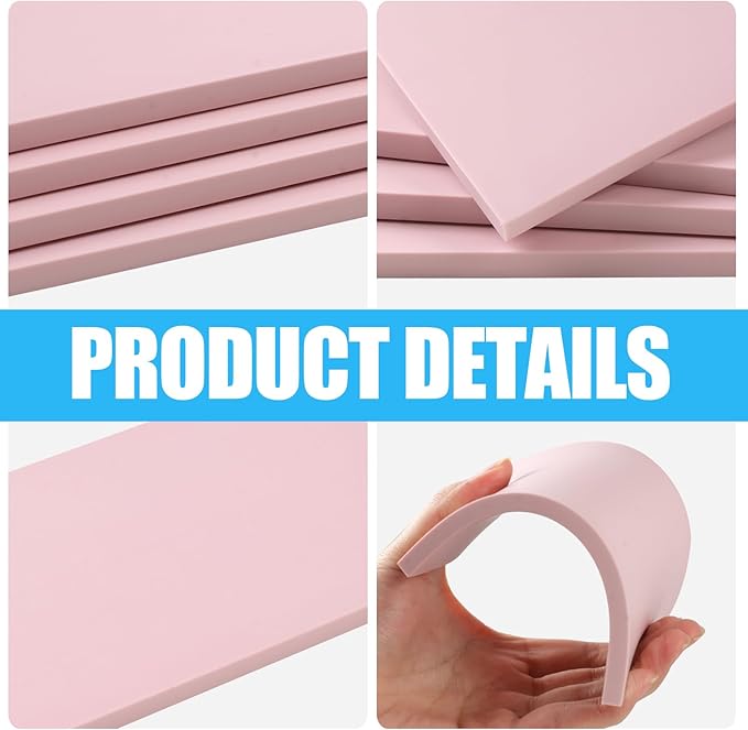 4pcs Pink 4x6 Rubber Block Stamp Carving Kit for Print Making, Soft Rubber Crafts, Easy to Carve, Versatile Stamp Cutting Kit for Linoleum Blocks, Eraser Carving Block, Scrapbooking Supplies