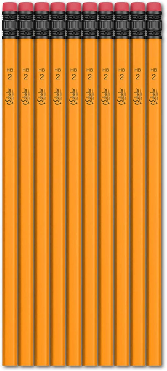 iScholar No. 2 Yellow Pencils with Erasers, 1 pack of 10 Pencils, Yellow (33310)