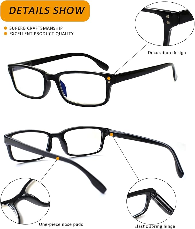 Kerecsen 1-Pack Reading Glasses Blue Light Blocking,Spring Hinge Readers for Men Women,Computer Eyeglasses
