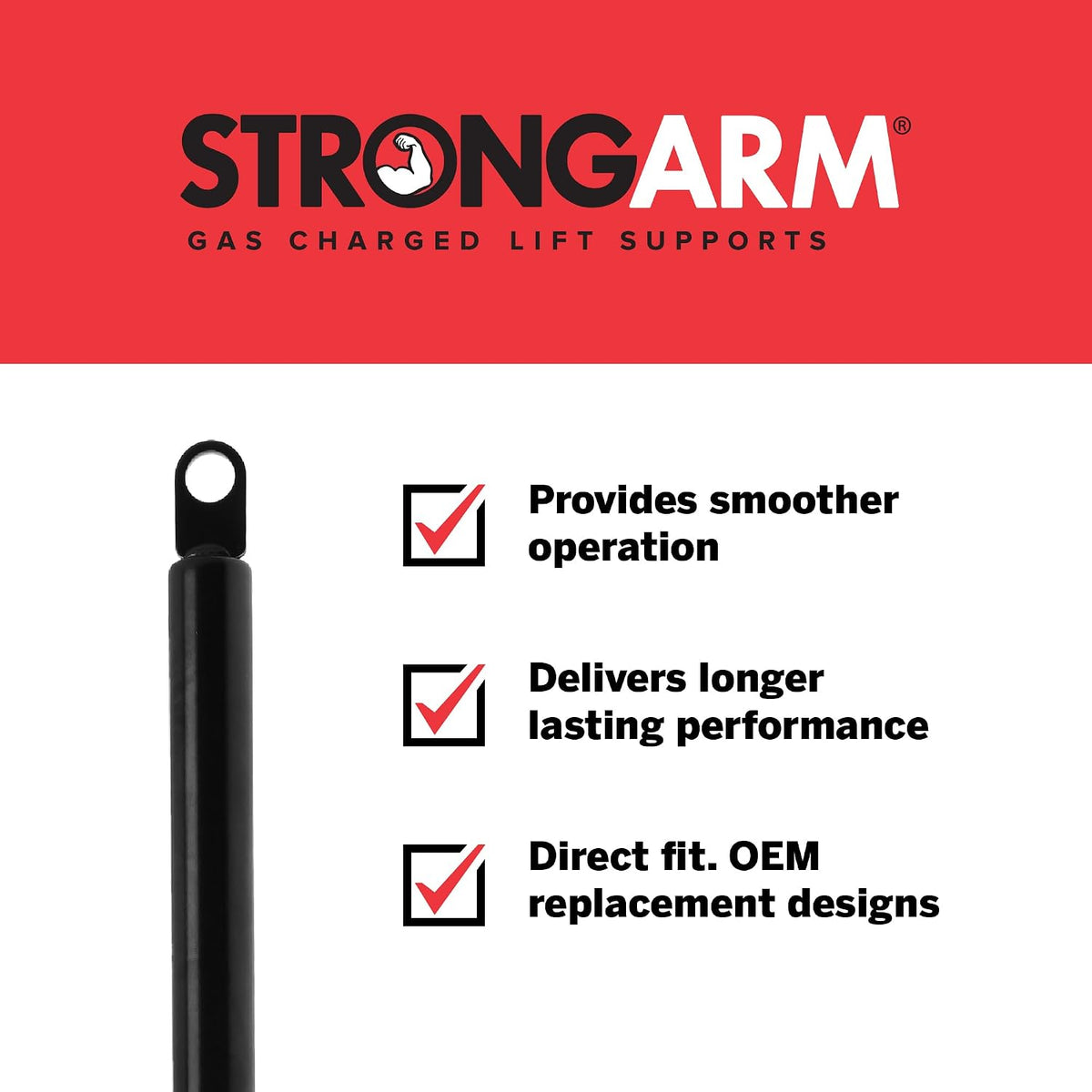 Strongarm 12 Inch Extended Length Automotive Replacement Hood Lift Support for 1982-1992 Chevrolet Camaro & Pontiac Firebird; Part #4422