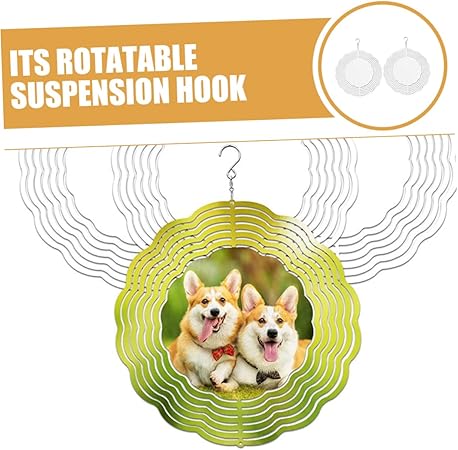 Totority 2Pcs Sublimation Blank Wind Spinner Hanging Ornament for Garden Decorations Wind Spinner for Outdoor Use
