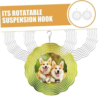 Totority 2Pcs Sublimation Blank Wind Spinner Hanging Ornament for Garden Decorations Wind Spinner for Outdoor Use