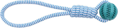 Indestructible Chew Toy for Aggressive Chewers - Durable Rubber Dog Teething Ball with Rope, Boredom Relief Puppy Toys