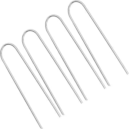 4 Pcs U Shaped Nail Tent Ground Staple High Hardness Stainless Steel Garden Pegs Securing Lawn Supplies