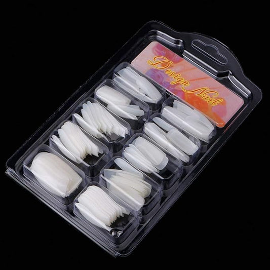 100Pcs NaturalClear French Acrylic False Nail Art Fingernail FullHalf Tips Box Sticker