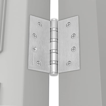 3 Pack goldenwarm Satin Nickel 4'' Door Hinges for Exterior Doors Ball Bearing Door Hinges 4in x 4in with Square Corner, Heavy-Duty, 304 Stainless Steel