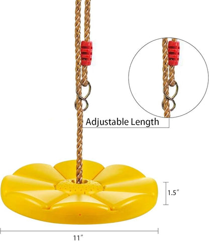 Sutekus Daisy Disc Tree Swing Seat with Rope Plastic Monkey Swing Playset for Backyard Outdoor (Blue)