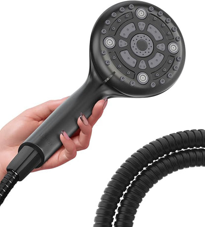 LOKBY High Pressure 6-Settings Shower Head with Handheld - 5'' Powerful Detachable Shower Head Set for low water pressure - 59'' Stainless Steel Hose - Tool-less 1-Min Installation - Black https://a.co/d/5SZ7hgo