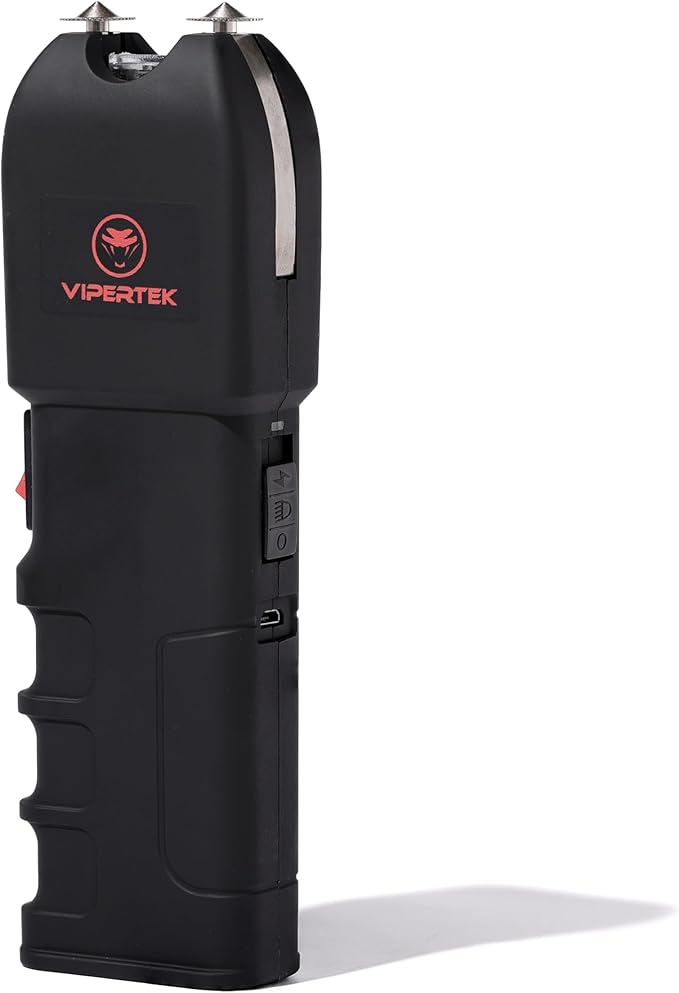 VIPERTEK VTS-989 Stun Gun for Self Defense Rechargeable with LED Flashlight