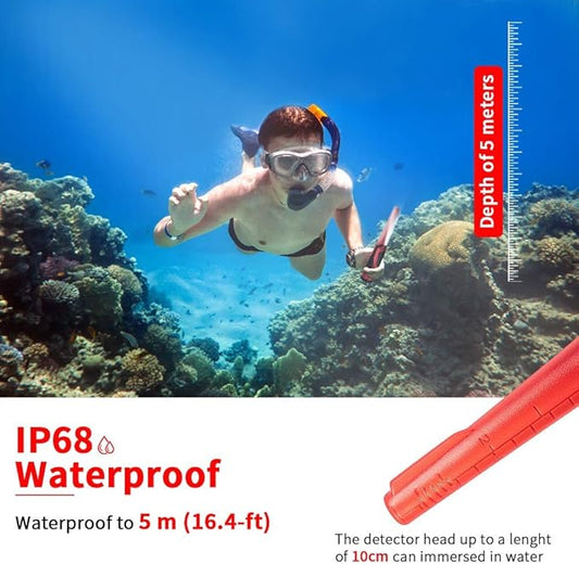 5M Waterproof Metal Detector with Adjustable LED Light, 3 Detection Modes (Sound, Vibration, Sound  Vibration) for Outdoor Treasure Hunting and Professional Use