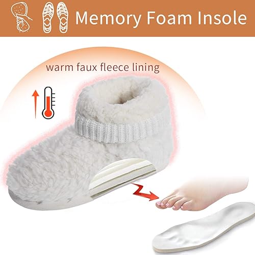 MIXIN Women's Comfort Warm Faux Fleece Fuzzy Ankle Bootie Slippers Plush Lining Slip-on House Shoes Anti-Slip Sole Indoor/Outdoor