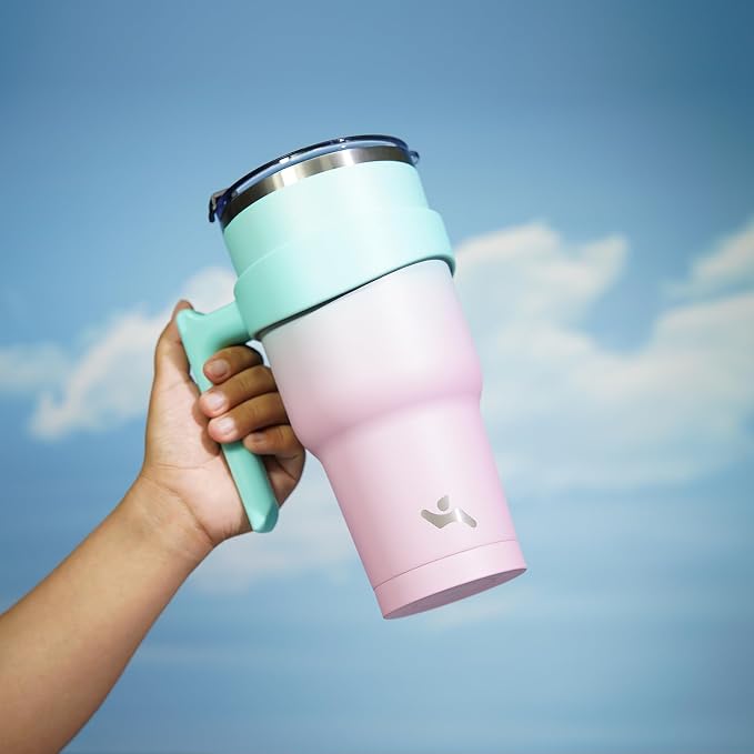 Konokyo 30 oz Tumbler with Handle and Straw, Insulated Travel Mug